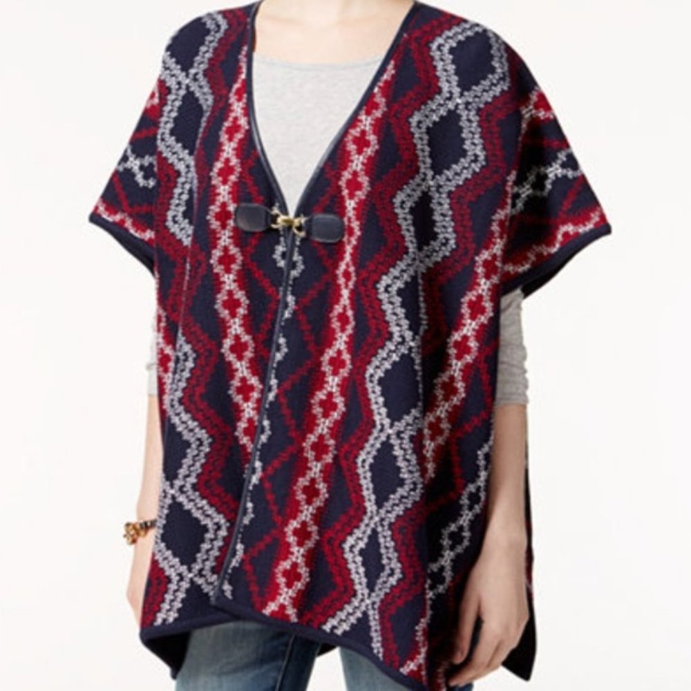 Tommy Hilfiger Delaney Western Aztec Tribal Poncho Cape One Size